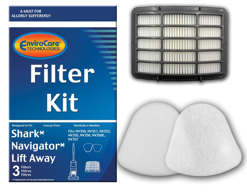 EnviroCare Premium Replacement Vacuum Cleaner Filters made to fit Shark Navigator Lift Away Models. 1 HEPA Filter and 2 Washable Foam and Felt Pre-Filters - Image 1